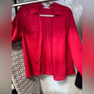 Red button down
